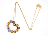 45389 - Pasquale Bruni Italy Gold Iolite Tanzanite Citrine Amethyst Blue Topaz Garnet Peridot Ruby Flower Open Heart Pendant Necklace