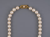 45392 - SOLD - Mikimoto Design Clasp Gold Pearl Necklace