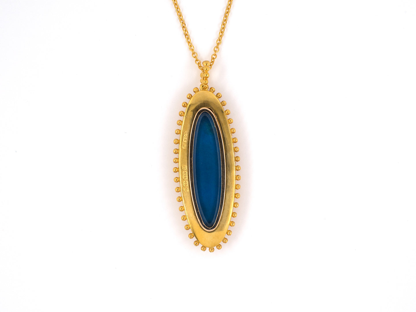 45396 - Victorian Circa 1873 English London Gold Diamond Navette Shaped Locket Pendant Necklace