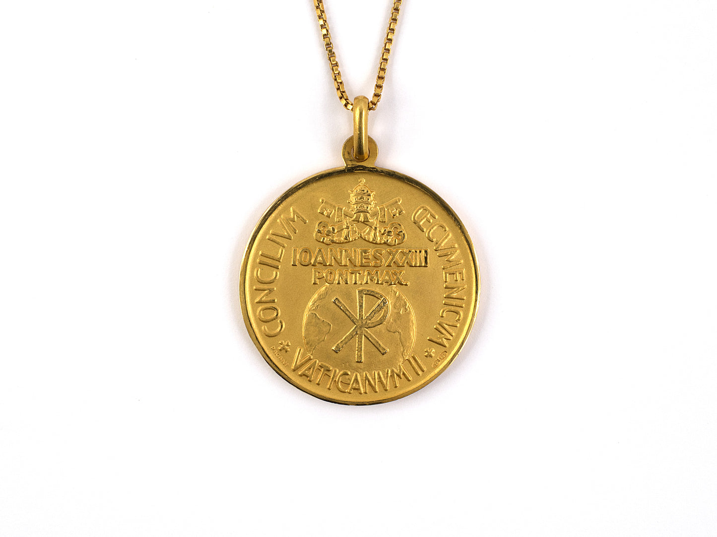 45397 - SOLD - Circa 1962 Italy Gold Vatican II 2nd Vatican Council Pendant Necklace