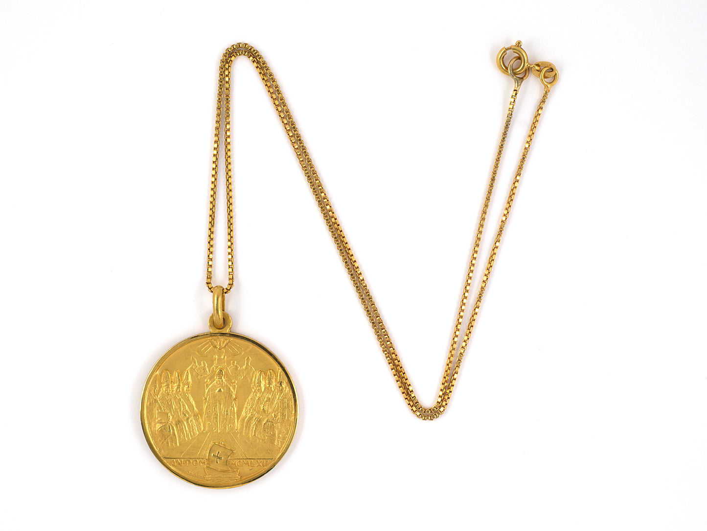45397 - SOLD - Circa 1962 Italy Gold Vatican II 2nd Vatican Council Pendant Necklace