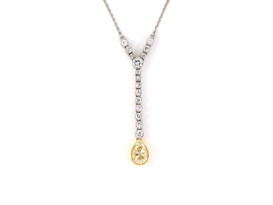 45398 - SOLD - Edwardian Gold Platinum Diamond Dangle Flexible Drop Pendant Necklace
