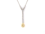 45398 - Edwardian Gold Platinum Diamond Dangle Flexible Drop Pendant Necklace