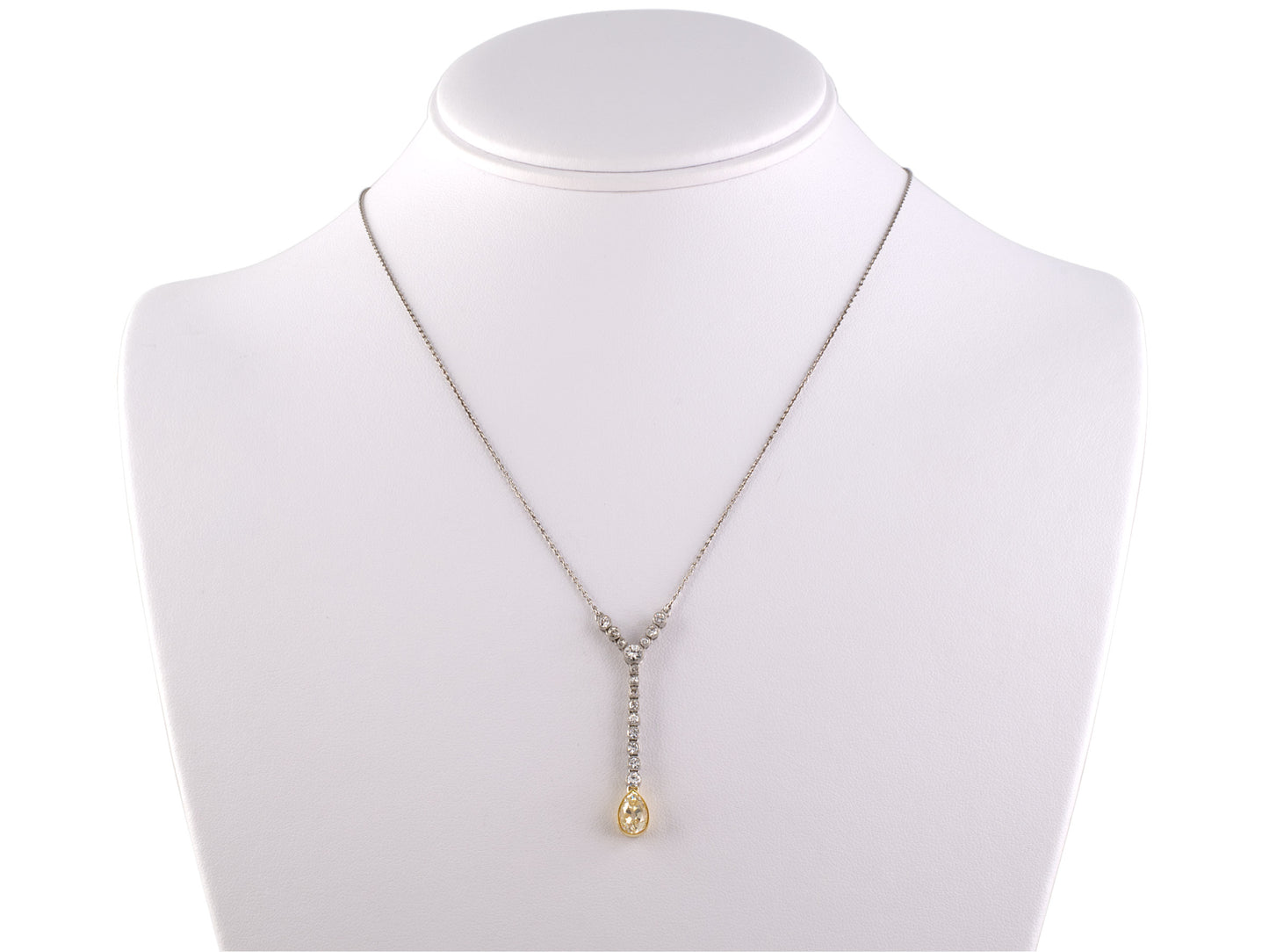 45398 - SOLD - Edwardian Gold Platinum Diamond Dangle Flexible Drop Pendant Necklace