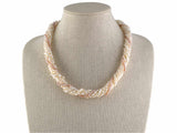 45401 - SOLD - Gold Corrugated Clasp 9 Strand Assorted Pearl Torsade Necklace