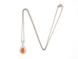 45402 - SOLD - Platinum Spessartite Mandarin Garnet Diamond Cluster Pear Shape Pendant Necklace