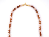 45404 - Gold Pink Quartz Carnelian Alternating Beaded Necklace