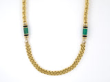 45405 - Creart Italy Gold Green And Black Onyx Alternating Bolo And Wire Link Necklace