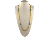 45405 - Creart Italy Gold Green And Black Onyx Alternating Bolo And Wire Link Necklace