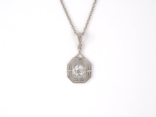 45407 - SOLD - Platinum Diamond Octagonal Merry Widow Pendant Necklace
