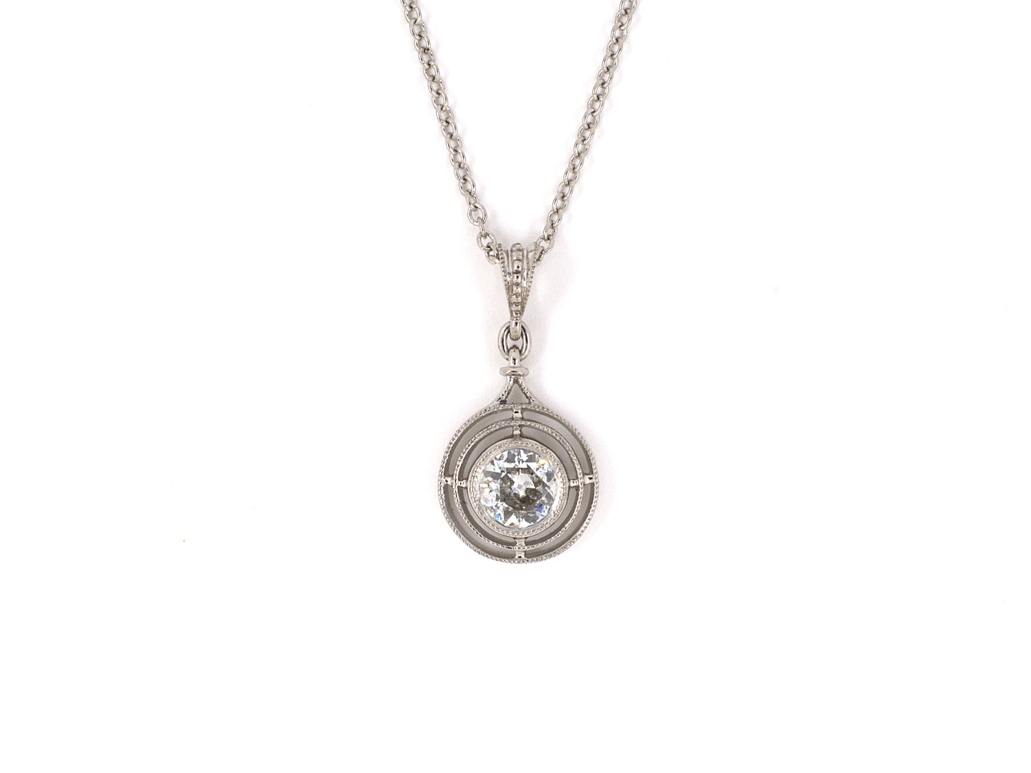 45409 - Platinum Diamond Merry Widow Pendant Necklace