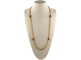 45410 - Creart Italy Gold Carnelia Black Onyx Alternating Bolo And Wire Link Necklace