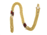 45410 - Creart Italy Gold Carnelia Black Onyx Alternating Bolo And Wire Link Necklace