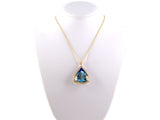 45413 - Gold Topaz Lapis Diamond Tear Drop Pendant Necklace