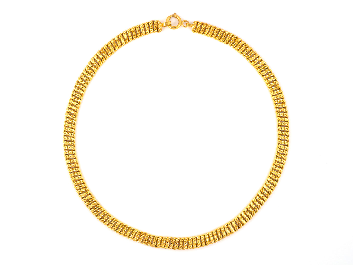 45415 - SOLD - Circa 1875 Victorian Austria Hungary Vienna Gold Double Curb Link Necklace