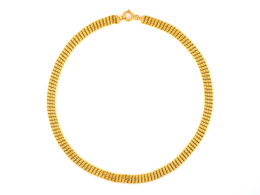 45415 - SOLD - Circa 1875 Victorian Austria Hungary Vienna Gold Double Curb Link Necklace