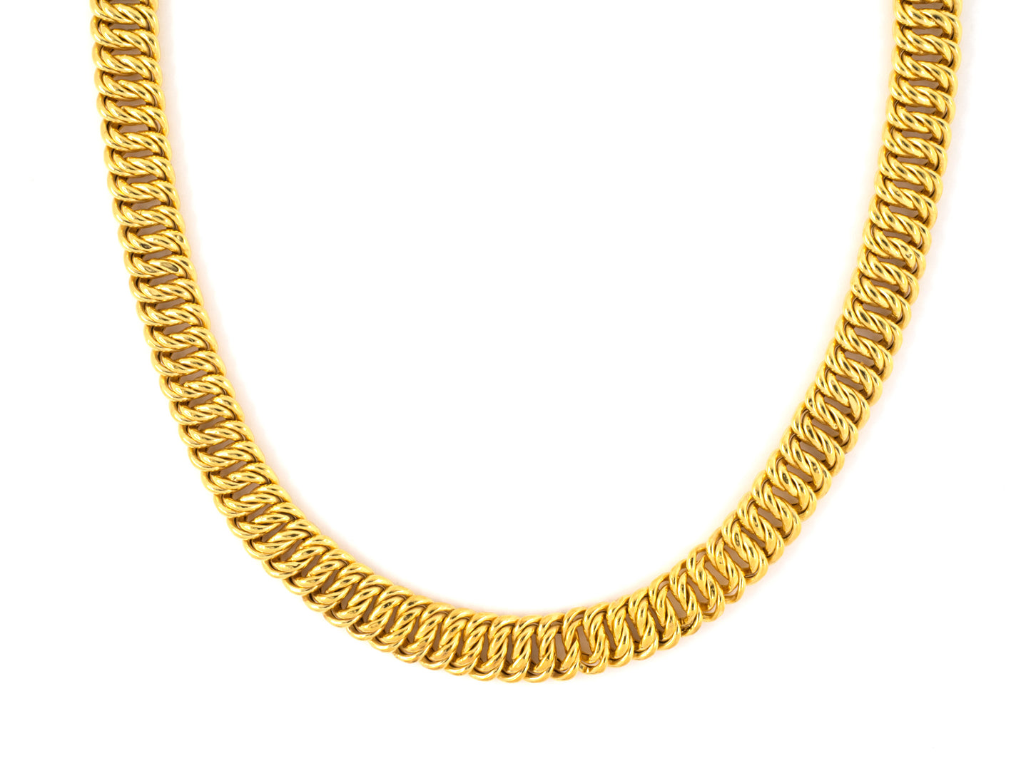 45415 - SOLD - Circa 1875 Victorian Austria Hungary Vienna Gold Double Curb Link Necklace