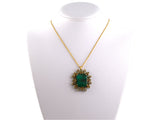 45417 - Gold AGL Colombian Emerald Diamond Tourmaline Enamel Flower Pendant Necklace