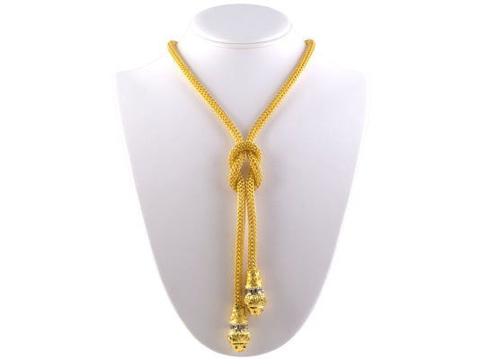 45425 - SOLD - Circa 2000 Greek Gold Diamond Ruby Chimera Head Necklace