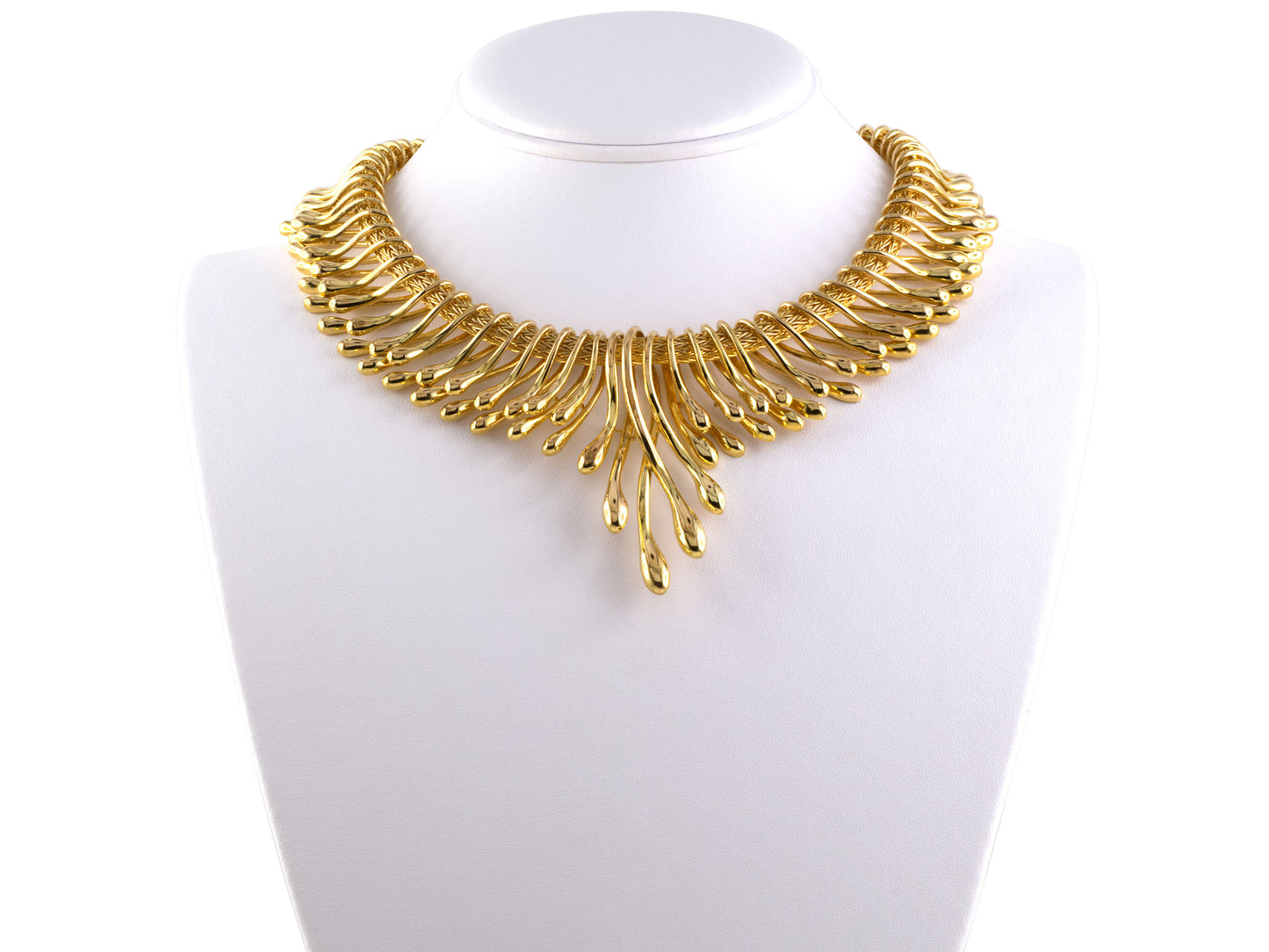 45429 - SOLD - Circa 2013 Lalaounis Biosymboles Gold Tear Drop Choker Bib Style Necklace