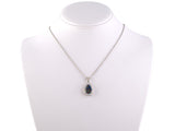 45430 - Platinum Black Opal Diamond Cluster Pear Shape Pendant Necklace