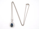 45430 - Platinum Black Opal Diamond Cluster Pear Shape Pendant Necklace