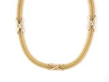 45438 - SOLD - Italy Gold Tubular Mesh With X Ornament Necklace