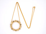 45442 - Circa 1970 Gold Sapphire Diamond Flower Circle Pendant Necklace