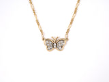 45444 - SOLD - Gold Diamond Butterfly Pendant Necklace