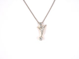 45446 - Edwardian Platinum Gold Diamond Leaf Drop Dangle Pendant Necklace