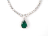 45447 - Gold AGL Colombian Emerald Diamond Riviere Detachable Pear Shape Drop Necklace