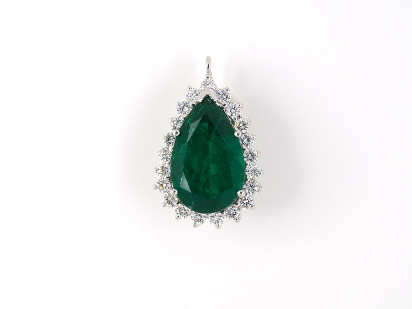 45447 - SOLD - Gold AGL Colombian Emerald Diamond Riviere Detachable Pear Shape Drop Necklace