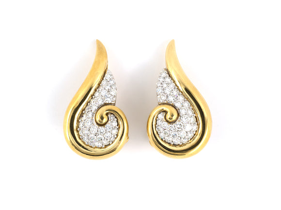 50160 - SOLD - Mark Patterson Gold Diamond Swirl Earrings