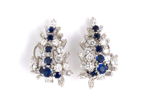 50270 - SOLD - Platinum Diamond Sapphire Earrings