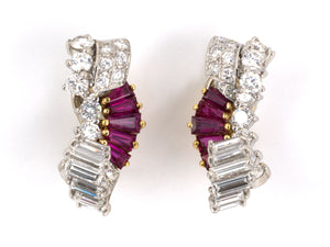 50622 - Joseph C. Klafter Gold Diamond Ruby Earrings