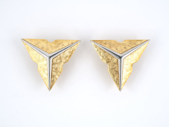 50781 - Bondanza Mercedes Benz Platinum Gold Triangle Earrings