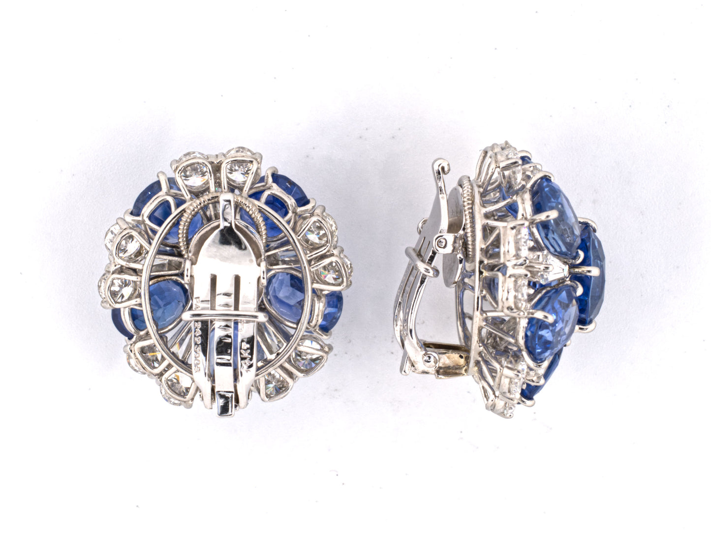 51103 - 1950s Oscar Heyman Platinum Diamond Sapphire Earrings
