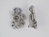 51409 - Circa 1950 Platinum Diamond Sapphire Ribbon Spray Earrings