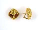 51833 - SOLD - Gold Veined Cushion Earrings