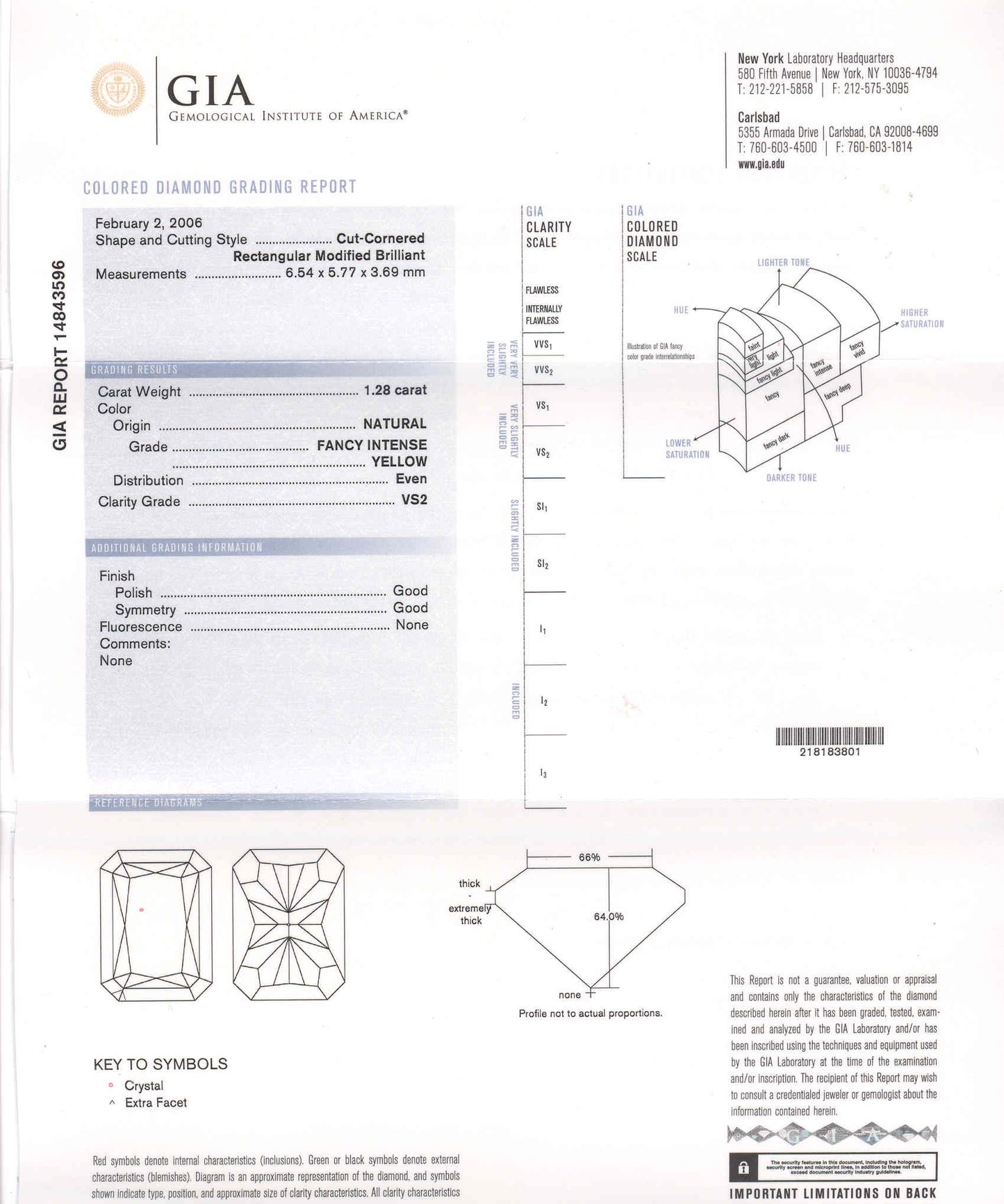 52316 - Platinum GIA Fancy Intense Diamond Earrings