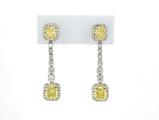 52316 - Platinum GIA Fancy Intense Diamond Earrings