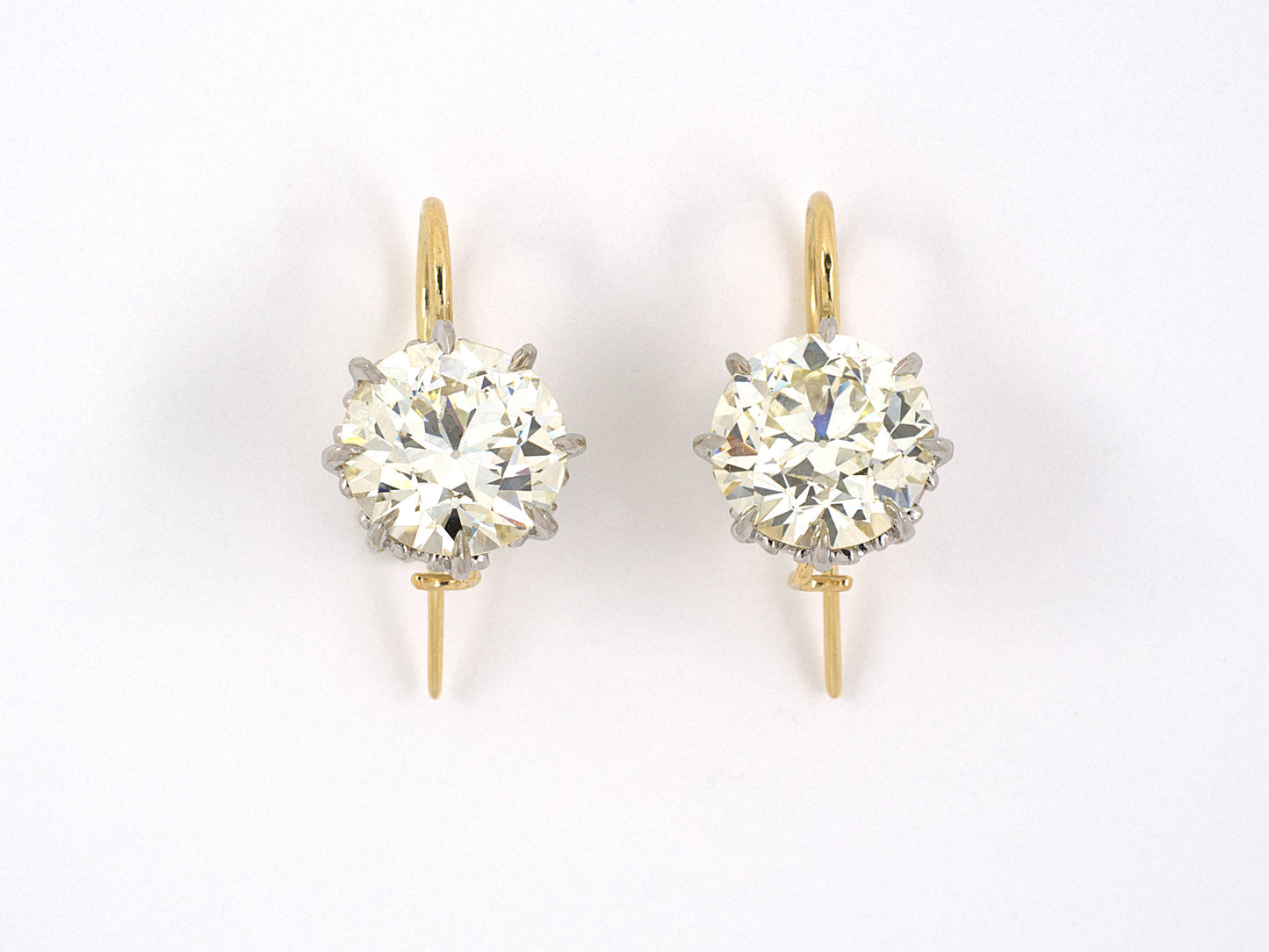 52335 - SOLD - Platinum Gold Diamond Filigree Basket Earrings