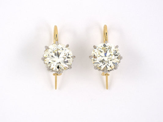 52335 - SOLD - Platinum Gold Diamond Filigree Basket Earrings