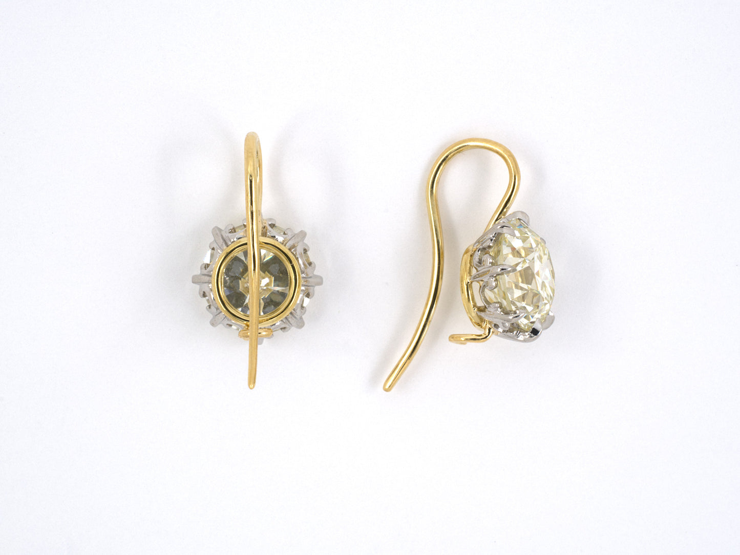 52335 - SOLD - Platinum Gold Diamond Filigree Basket Earrings