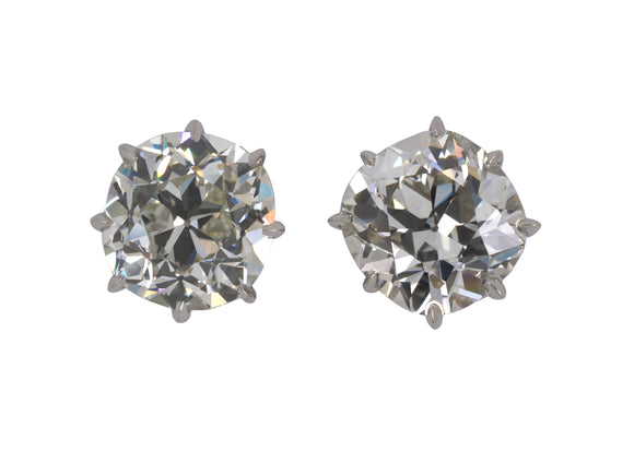 52381 - SOLD - Platinum GIA Diamond Cushion Stud Earrings