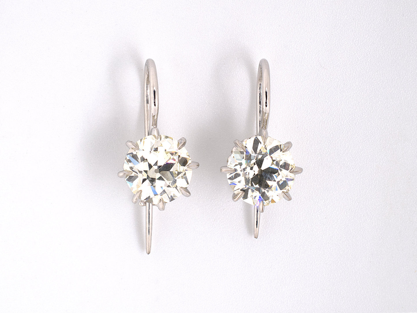 52430 - SOLD - Platinum GIA Diamond Kidney Wire Drop Earrings