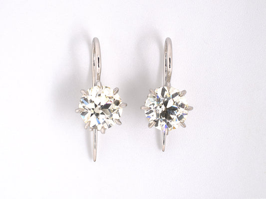 52430 - SOLD - Platinum GIA Diamond Kidney Wire Drop Earrings
