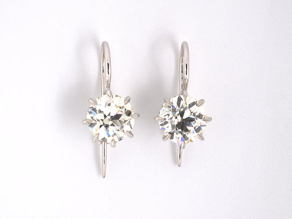 52430 - Platinum GIA Diamond Kidney Wire Drop Earrings