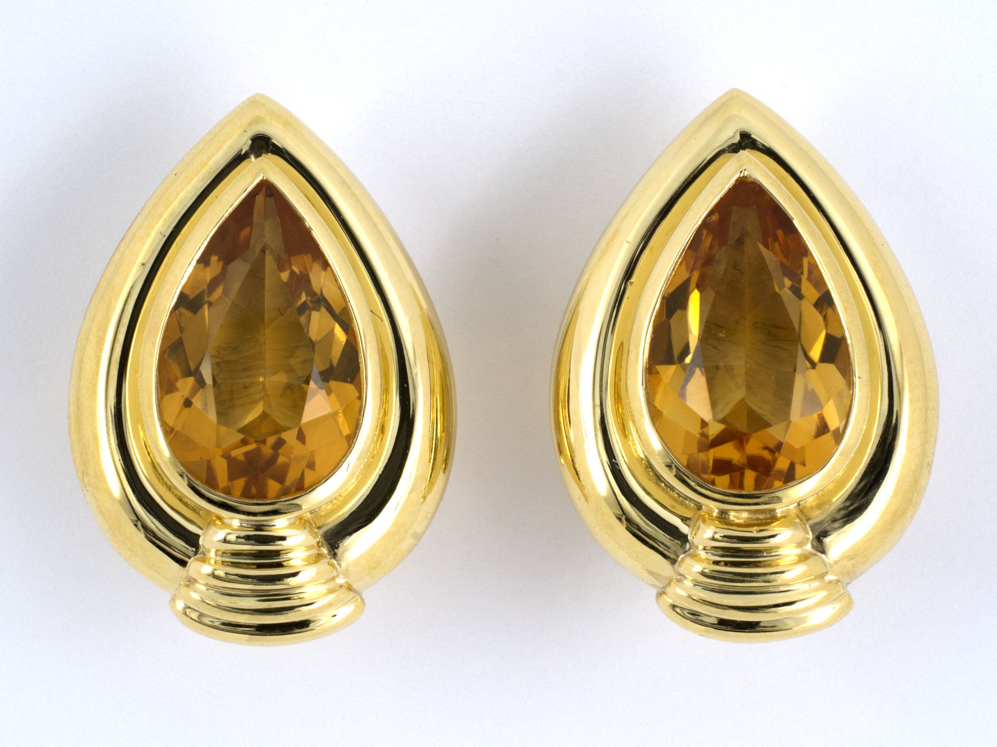 52439 Cartier Gold Pear Shape Citrine Earrings