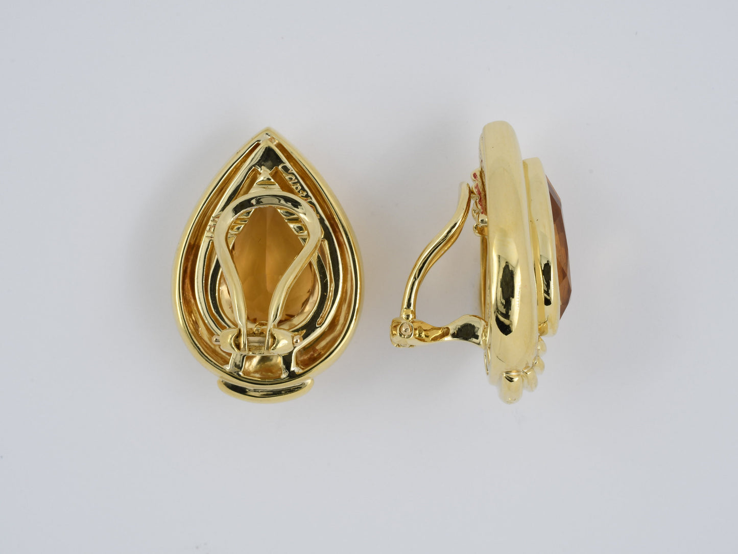 52439 - Cartier Gold Pear Shape Citrine Earrings